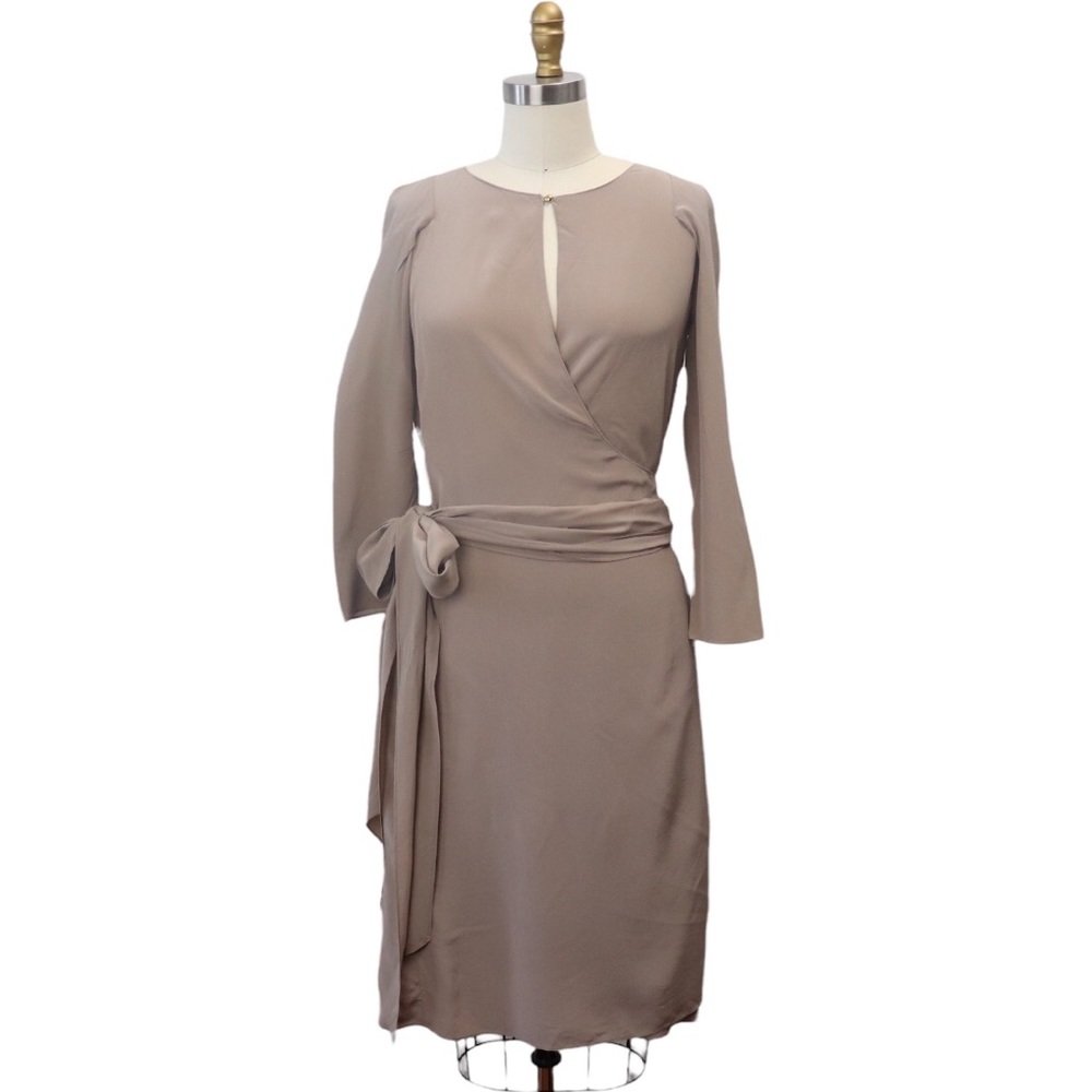Vanessa Bruno Taupe Silk Wrap Dress